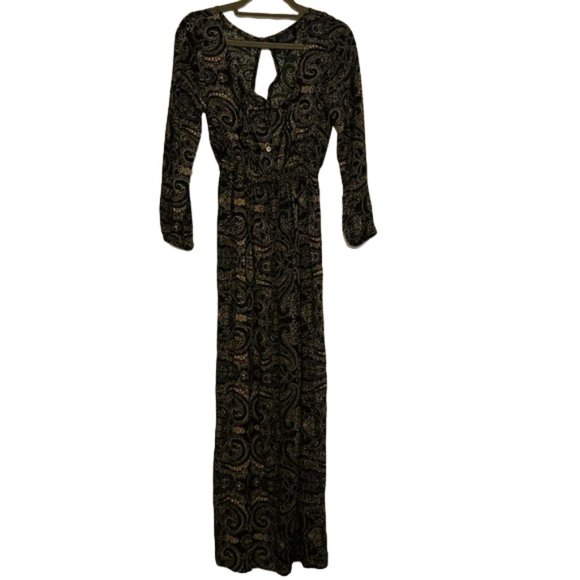 EUC Blue Rain Maxi Dress Black/Tan Paisley - Picture 1 of 6